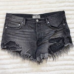 WE THE FREE Distressed Black Denim Jean Shorts Size 30